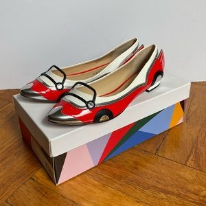 Katy Perry Shannon Smooth Patent Red Flats Car Shoes Size 10